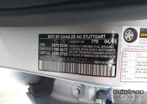 2014 Mercedes-Benz Cls 550 z USA, uszkodzony, nr VIN WDDLJ7DBXEA093227